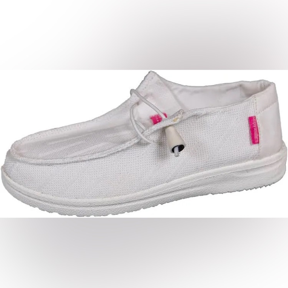 Simply Southern White and Pink Slip on Shoes